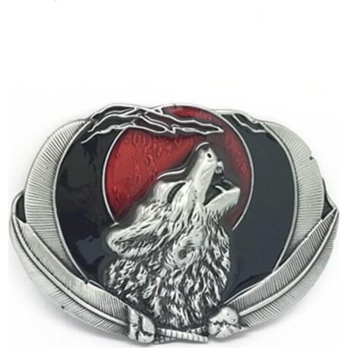 Personality punk Wolf heart pattern belt buckle for men silver zink alloy Western cowboy style belt link buckles accessories