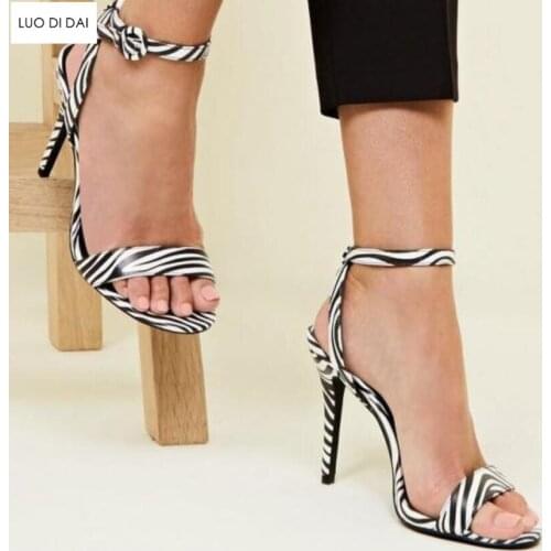 2020 fashion women party shoes zebra print sandals wedding shoes leopard sandals open toe gladiator sandals buckle high heels