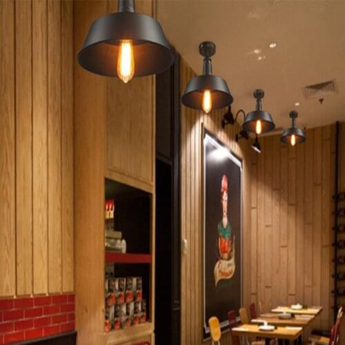 American retro industrial simple bedroom balcony pot cover ceiling lamp personality creative bar restaurant decor iron art lamp