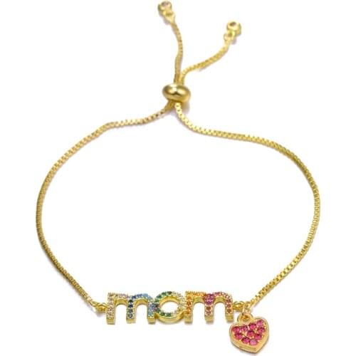 Juya Women Bracelets Supplies MaMa Boy Girl Charm Bracelets For Mom Daughter Birthday Gift Jewelry Adjustable Chains Bracelets