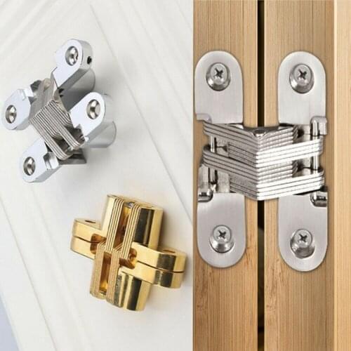 1pcs Concealed Invisible Cross Hinge Cupboard Folding Door Hinges Wooden Box For Kitchen Cabinet Furniture Hardware 180 Degrees
