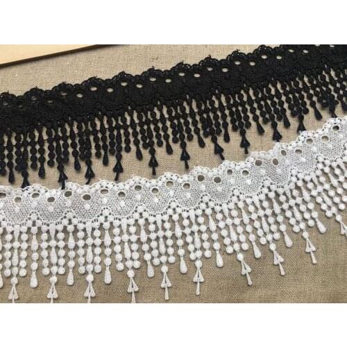 1 Yard White Black Embroidery Tassels Lace Fabric Trim Fringe Lace Ribbons DIY Sewing Garment Handmade Materials