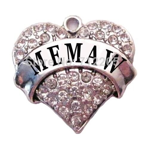 Fashion MEMAW Clear Crystal Heart Family Pendant(P100191)