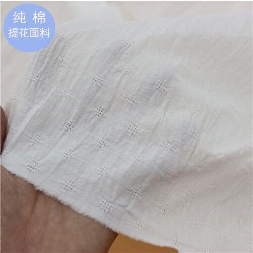 100x135cm White Cloth Cotton Jacquard Fabric Pastoral Small Fresh Shirt Skirt Fabric Wear