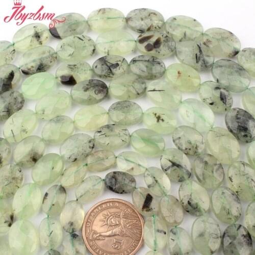 10x14,12x16mm Natural Faceted Oval Green Prehnit e Stone Beads Strand 15" For DIY Necklace Bracelet Jewelry Making,Free Shipping