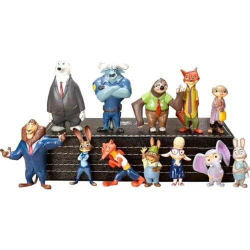 12pcs/set Disney Pixar Zootopia Cartoon Anime Figure Nick Fox Judy Zootropolis Utopia Animal PVC Model Toys Dolls Birthday Gifts