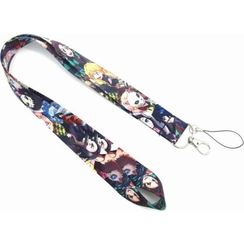 30 pcs cartoon Kimetsu no Yaiba Neck Strap Lanyards Badge Holder Rope Pendant Key Chain Accessorie
