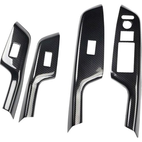4 Pcs Door Window Lift Switch Panel Cover Trim Moulding Car ABS Carbon Fiber Black fit for HONDA Civic 9th 2012 2013 2014 2015