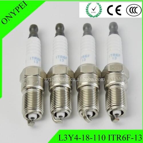 4 x L3Y4-18-110 ITR6F-13 Iridium Spark Plug For Mazda 3 Ford Escape Jaguar X-type ITR6F13 L3Y418110 L3Y4 18 110 ITR6F 13