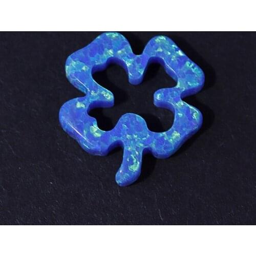 50pcs/lot 13x14mm Synthetic Hollow cut Clover Opal Stone 4 Clover Leaf Opal Beads for DIY Jewelry