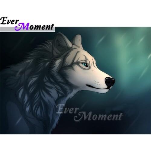 Ever Moment Diamond Painting Wolf Green 5D DIY Full Square Drill Mosaic Diamond Embroidery Cross Stitch Wall Decoration ASF1875