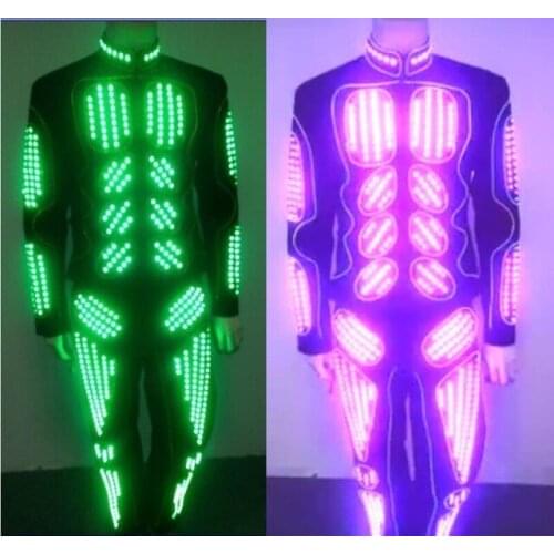 Free shipping mens light up LED tron costume led light costume performance wear