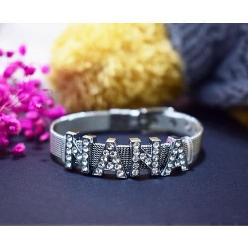 Stainless Steel MOM NANA Bracelets Clear Crystal Letters Customized Women Bangle Exquisite Jewelry Mothers Day Dropshiping