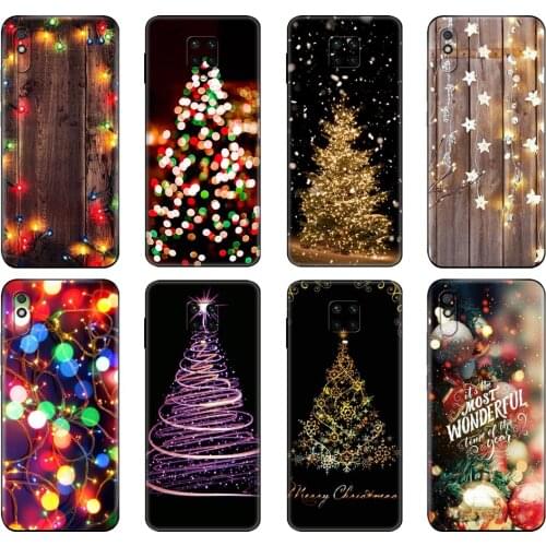 Black tpu Case For Xiaomi Redmi 7A 8 8A 9 9A 9C Case Redmi Note 8T 8 Pro T Note 9 9S 9 Pro Marry Christmas Holiday Tree New Year