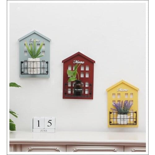 1PC Home Decoration Wood Vintage Wooden Storage Racks Wall Hanging Decorative Storage Box Flower Pot House Storage Rack JL 270