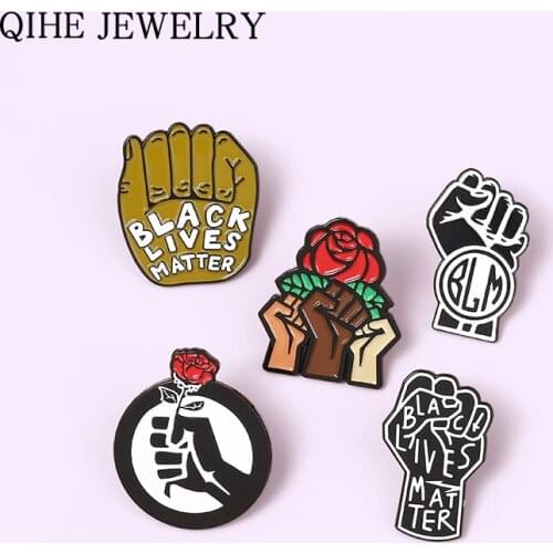 Raised Fist Enamel Pins Black Lives Matter Brooches for Friends Black Power Solidarity Resist Protest BLM Fist Badge Jewelry