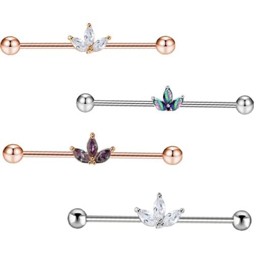 JUNLOWPY 14G Stainless Steel Industrial Barbell Earring Cartilage Body Piercing Jewelry 38mm 1&1/2 Inch Tragus Ear Studs 50pcs