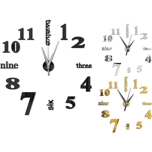 Quality 3D Large Wall Clock Mirror Sticker Big Watch Sticker Home Decor Unique Gift DIY
