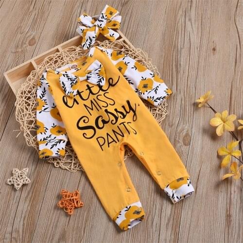 Baby Rompers Newborn Baby Clothes Letter Floral Printed Cotton Long Sleeve Toddler Spring and Fall Clothing