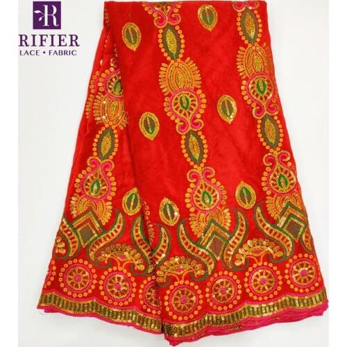 Red Color African Velvet Lace Fabrics With Sequins New NIgerian Embroidery Guipure Laces Wedding Bride And Bridegroom Dress Lace