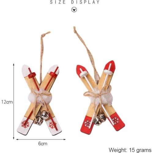 HOT 1Pcs Wooden Sleigh With Rope And Bells Xmas Tree Hanging Ornament Christmas Label Pendant Holiday Party Decorations Supplies