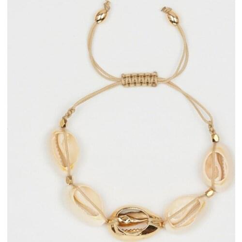 Hot Sale Women Beach Boho Sea Shells Rope Chain Bracelet Simple Woven Rope Adjustable Bracelets & Bangles Bohemia Jewelry