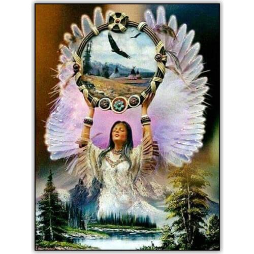 Dreamcatcher 5d Diamond Painting Full Drill Square Indians Angel Sculpture Diamond Paiting Crystal Mosaic Embroidery Accessories