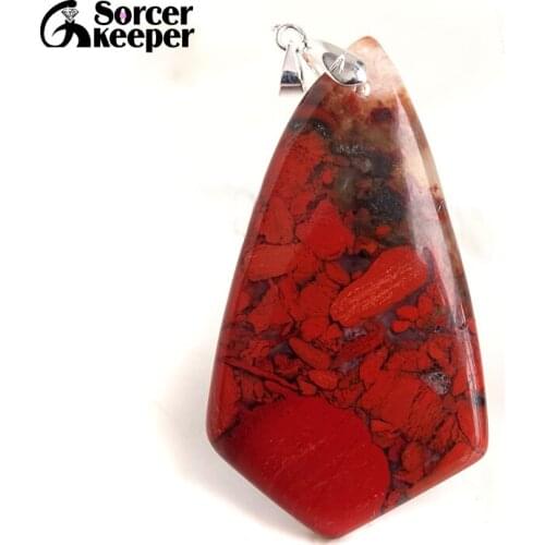 Real Natural Bloodstone Gem Stone Pendant Necklace Polished Triangle Agates Slice Fashion Crystal Beads For Jewelry Making BE703