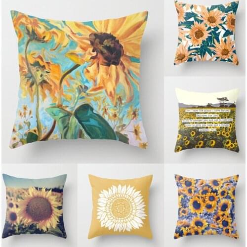 Beautiful Sunflower Series Pillows Cases for Sofa Home Car Cushion Cover Pillow Covers Decor Cartoon Soft Pillowcase 45x45cm