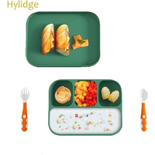 2021 New Baby Dinner Plate with Lid Silicone Complementary Food Suction Cup Bowl Self Eating Drop-proof Children Kids Tableware