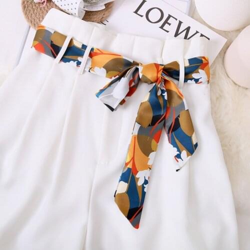 NEW Womens Dress Jeans Decorative Bow Belt Retro Printing Twill Waist Summer Bag Hats Ribbons Women Silk Neckerchiefs 5X150CM