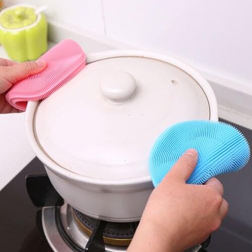 New Multi-Purpose Antibacterial Silicone Sponge Cleaning Kitchen Fruit Cleaning Brush Silicone Dishwashing Cleaning Brush