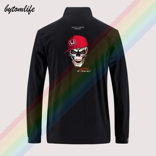 Honda CR-V Skull Cap-Top Slim Sport Jacket Mens Street Windbreaker Zipper Thin Jacket Casual Back Printing Jacket Asian Size