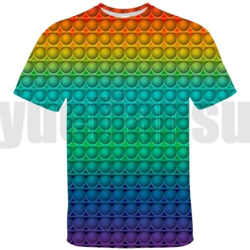 3D Casual Rainbow Pop Fidget Tee Tops Short Sleeve T-shirt POP It T Shirt Teens Family Games Oversized Tshirt Kids Streetwear