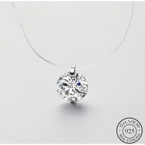 Real 925 Sterling Silver 40cm Fishing Line Cute Zircon Pearl Pendant Necklace Fine Jewelry Romantic Choker For Women Gift