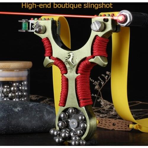 Alloy High Power Slingshot 2020 New Laser Red Line Fast Pressing Flat Leather Catapult Suitable for Outdoor Sports Entertainment