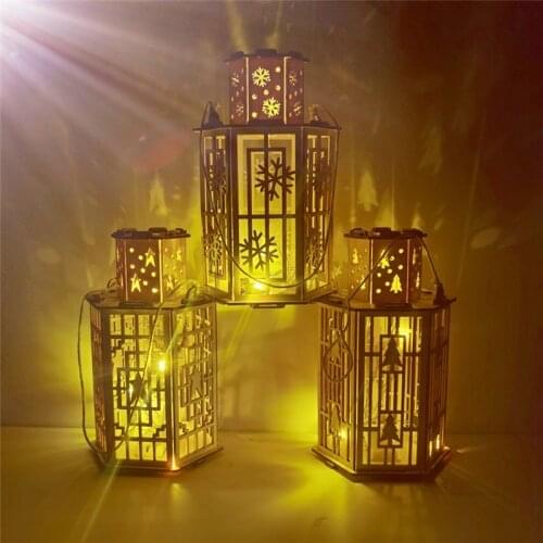 Navidad Home Decor New Style Christmas Wooden DIY LED Lantern Fairy Light String Christmas Party Holliday Wedding Decoration