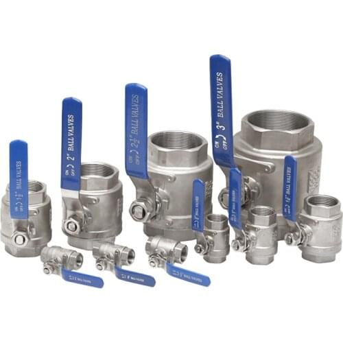 BSPT 1/4" 3/8" 1/2" 3/4" 1" 1-1/4" 1-1/2" Female Stainless Steel SS304 2P Full Port Ball Valve with Vinyl Handle Thread Valves
