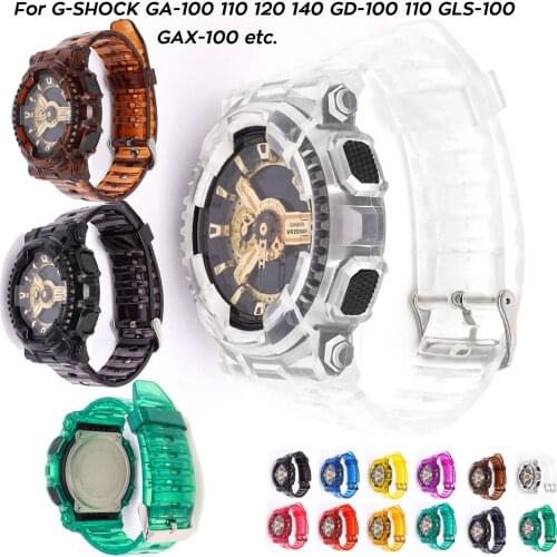 Sport Waterproof Rubber Strap Case for Casio G-SHOCK GA-110 120 GD GLS GAX 100 Clear TPU Watch Band Cover Watch Accessories