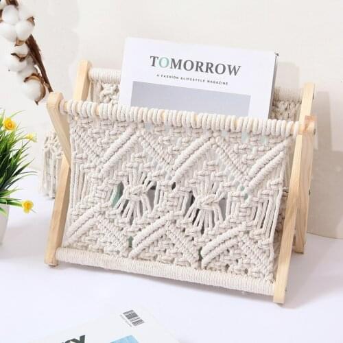 Cotton Rope Woven Storage Rack Nordic Style Magazine Rack Creative Desktop Magazine Rack Floor Rack Photo Props