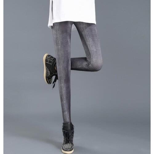 VIIANLES Faux Denim Jeans Leggings Fashion Women Leggings Pencil Pants Blue Sexy Printing Summer Leggings Casual