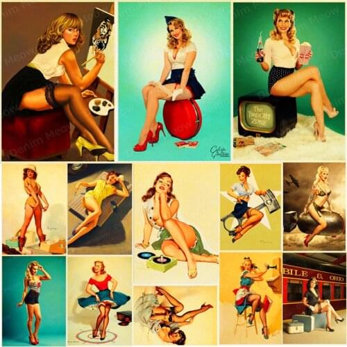Sexy Girl Vintage Metal Tin Signs Pub Club Cafe Home Decor Pin Up Girl Iron Tin Sign Man Cave Wall Poster Retro Plaque ZSS43