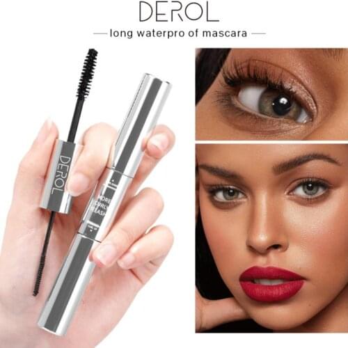 DEROL Waterproof Mascara Long Thick Curling Quick-drying Eye Lashes Non-smudged Double-headed Mascara Eyelashes Eye Makeup TSLM2