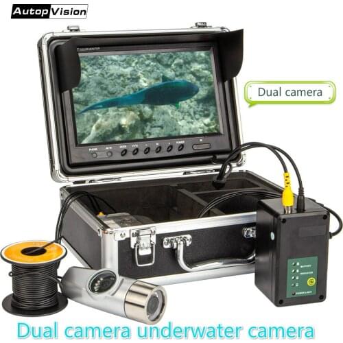 WF21 Dual camera underwater 1000TVL Screen 8pcs led Infrared Lamp Camera For Fishing chimney well underwater camera 15m 30m
