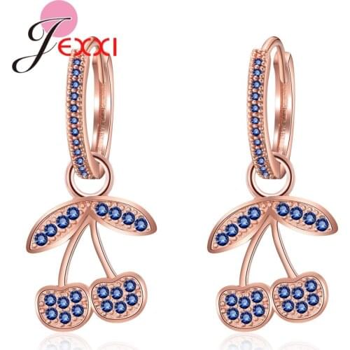 Women Shinning Cubic Zircon Cute Cherry Dangle Earrings Girls Eardrop Stylish For Girls Best Gift Summer Korean Crystal Jewelry