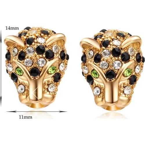Women Gift word Crystal Earring Crystal high grade Jewelry New Color leopard Head Earrings LEOPARD HEAD CLASP jewelry