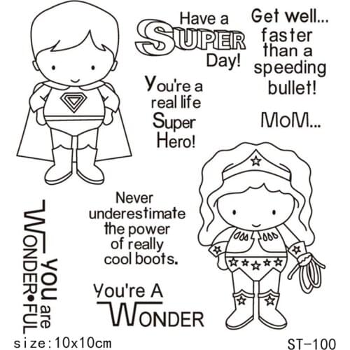 ZhuoAng Cartoon Superhero Clear Stamps/Seals For DIY Scrapbooking/Card Making/Album Decorative Silicon Stamp Crafts