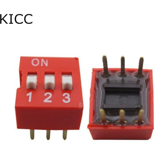 10Pcs Red Toggle switch 3 Limit 2.54mm DIP6 Coding number switch DS-03