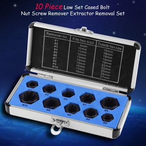 10Pcs Damaged Bolt Nut Screw Remover Extractor Set Nut Removal Socket Tool Handymen Broken Bolt Stud Threading Wire Extractor