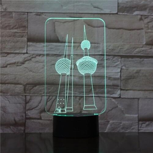Two Towers RGB 3D Night Light USB LED Desk Lamp 7 Colors Changing Party Office Decor Night Light For Friends Kids Birthday 2030